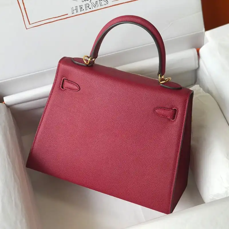 Affordable Hermes Kelly Bag Epsom Leather Gold Hardware In Burgundy