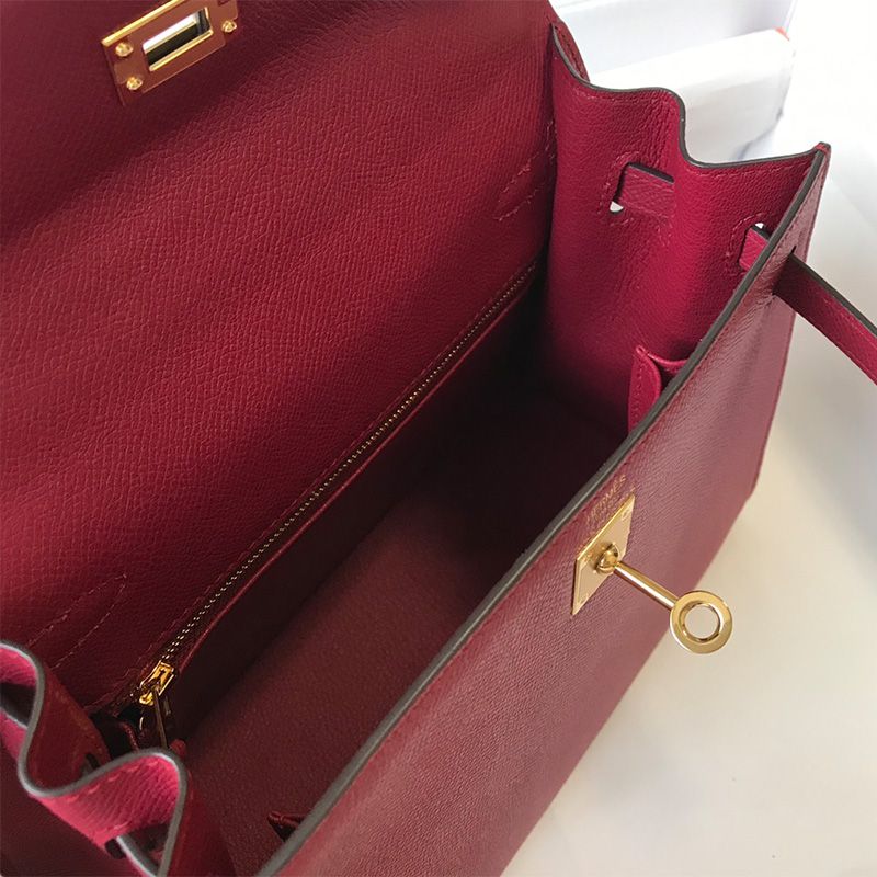 Hermes Kelly Bag Epsom Leather Gold Hardware In Burgundy