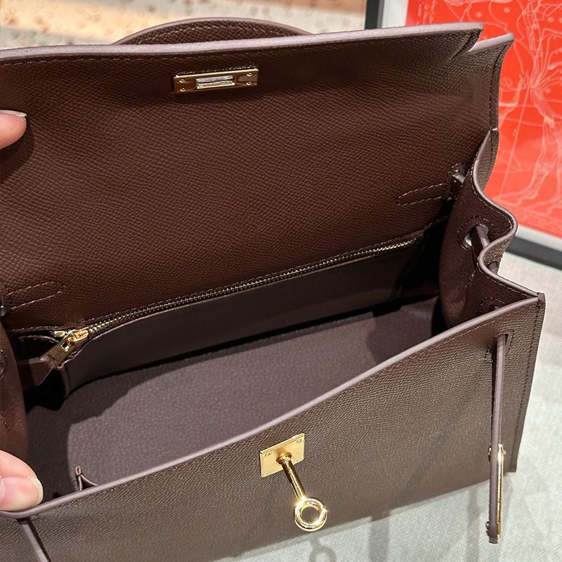 Hermes Kelly Bag Epsom Leather Gold Hardware In Coffee