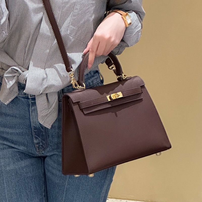 Hermes Kelly Bag Epsom Leather Gold Hardware In Coffee