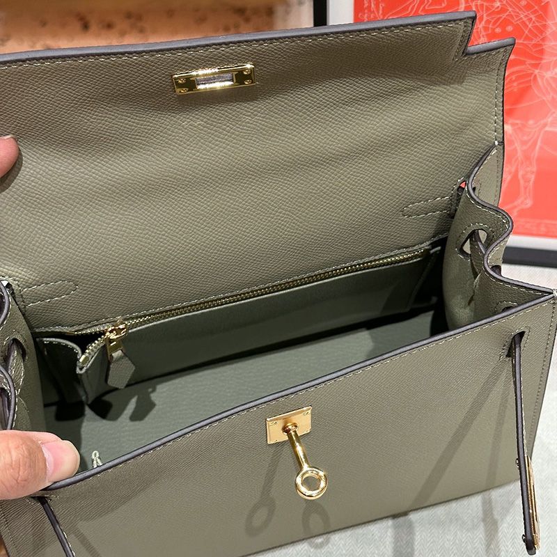 Hermes Kelly Bag Epsom Leather Gold Hardware In Grey