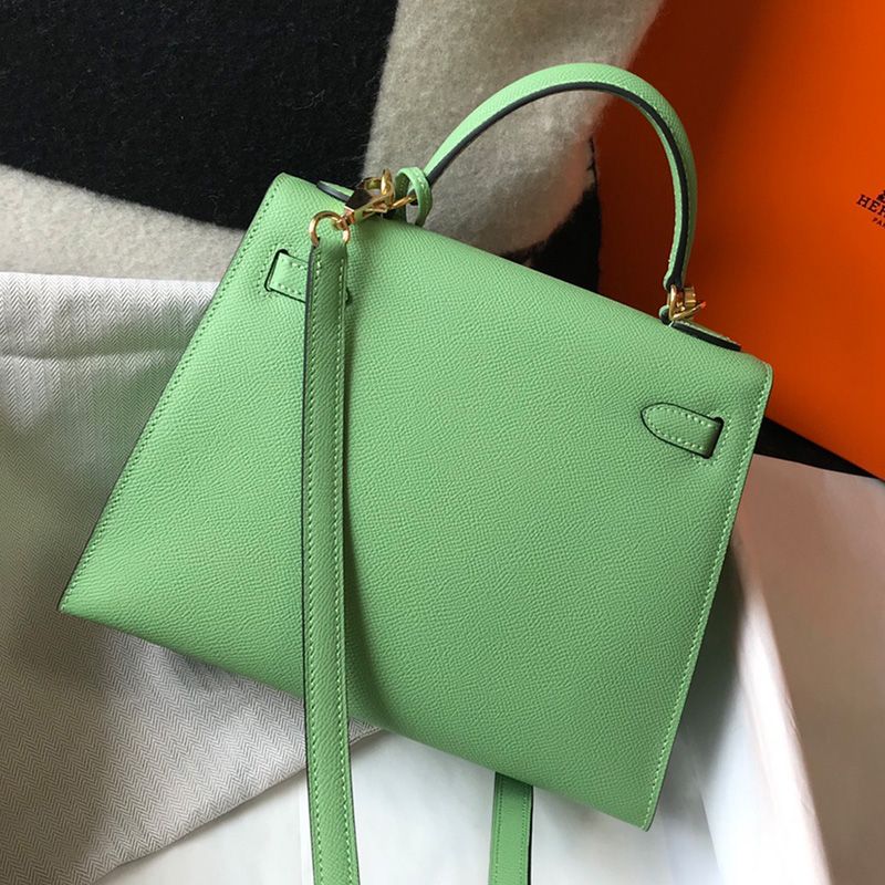 Hermes Kelly Bag Epsom Leather Gold Hardware In Mint Green