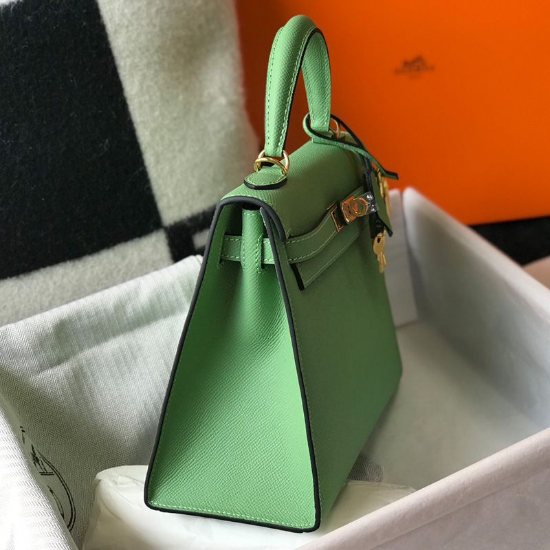 Hermes Kelly Bag Epsom Leather Gold Hardware In Mint Green