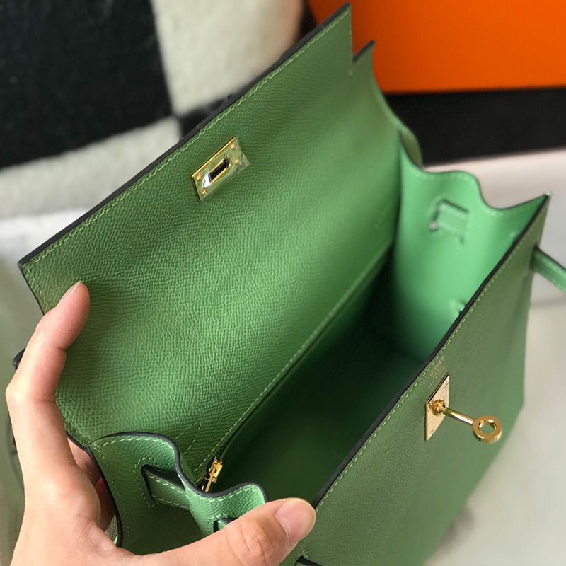 Hermes Kelly Bag Epsom Leather Gold Hardware In Mint Green