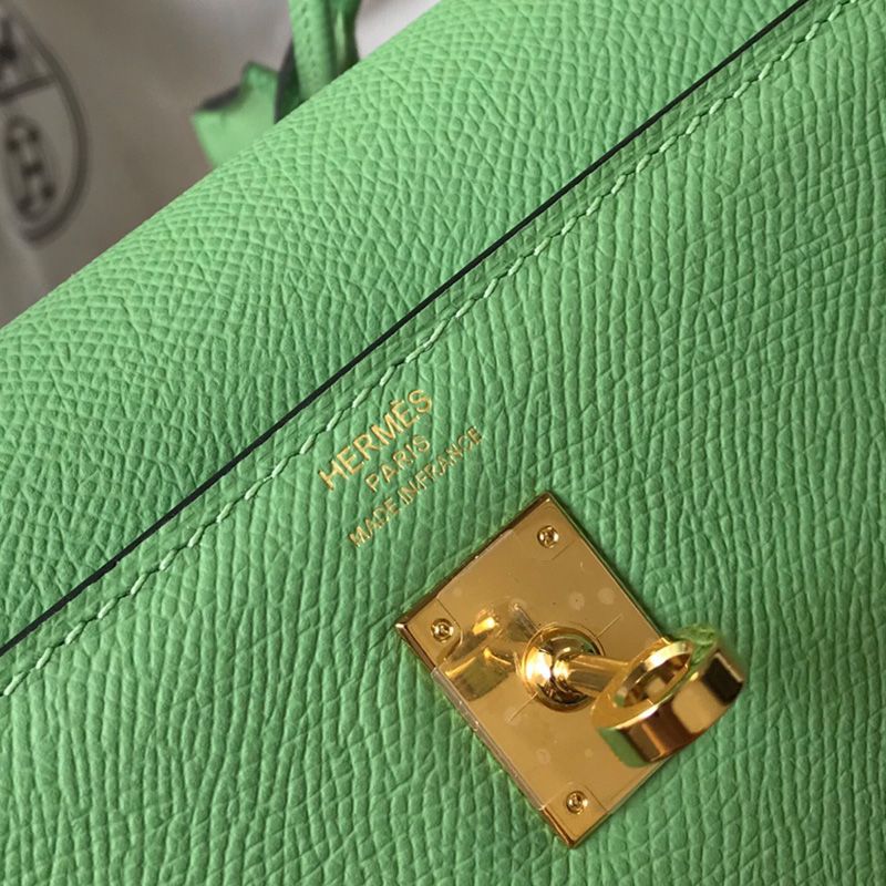 Hermes Kelly Bag Epsom Leather Gold Hardware In Mint Green