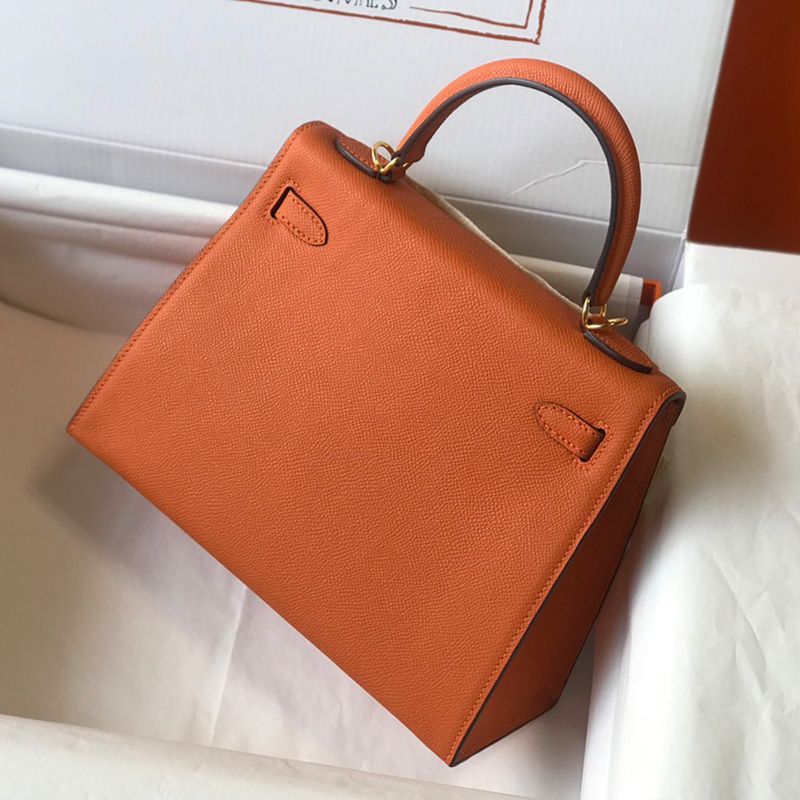 Hermes Kelly Bag Epsom Leather Gold Hardware In Orange