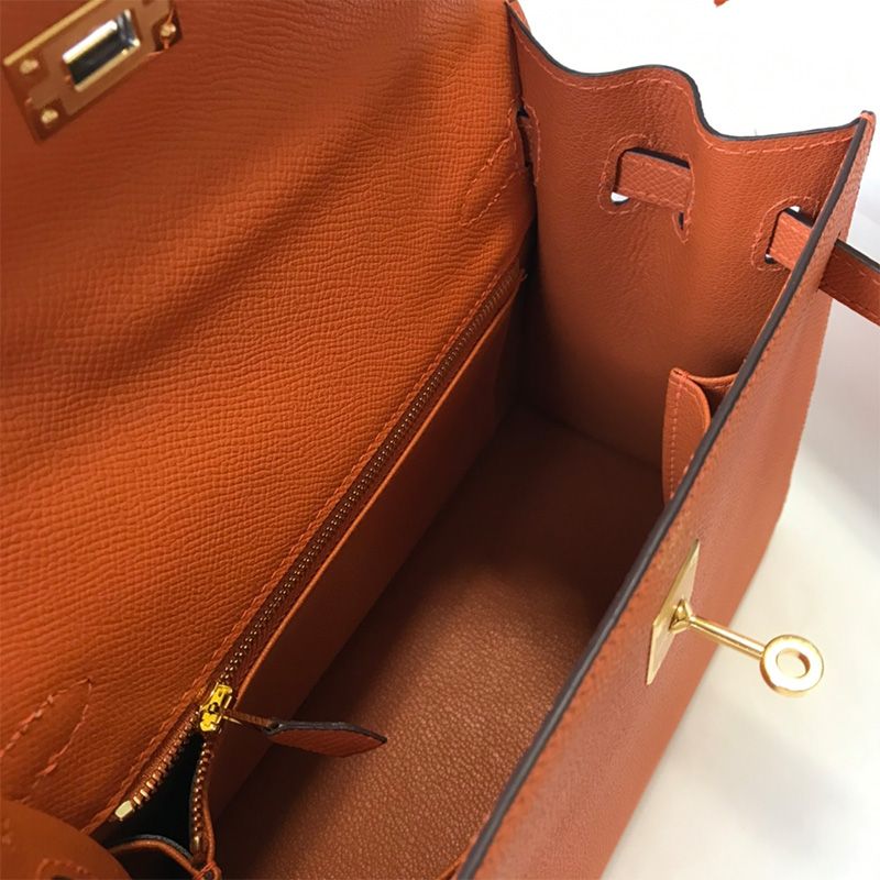 Hermes Kelly Bag Epsom Leather Gold Hardware In Orange