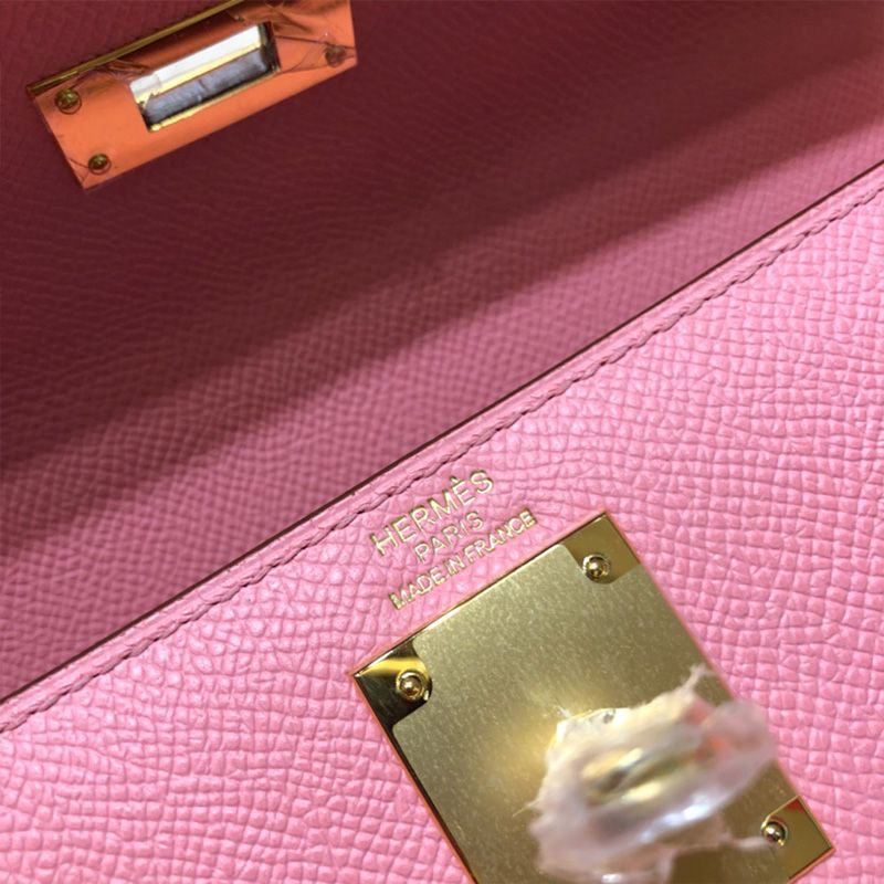 Hermes Kelly Bag Epsom Leather Gold Hardware In Pink