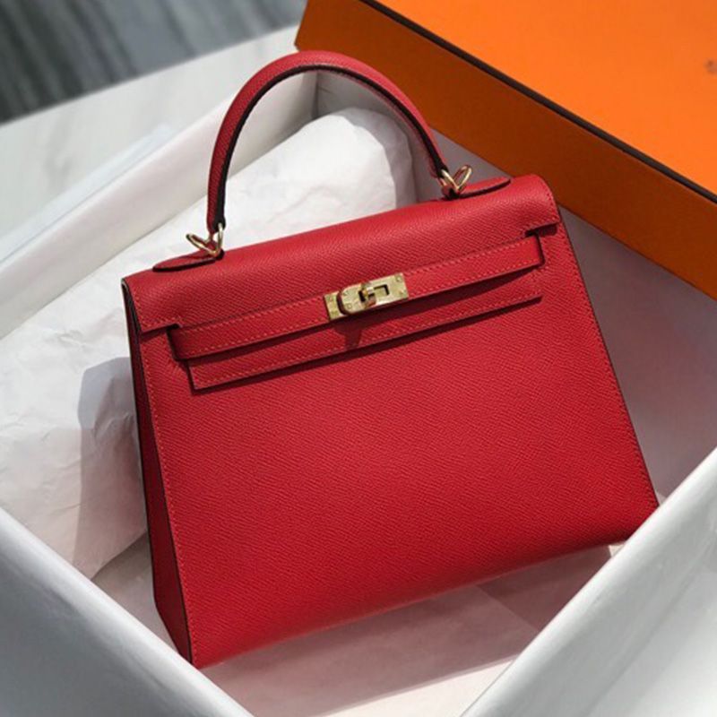 Hermes Kelly Bag Epsom Leather Gold Hardware In Red