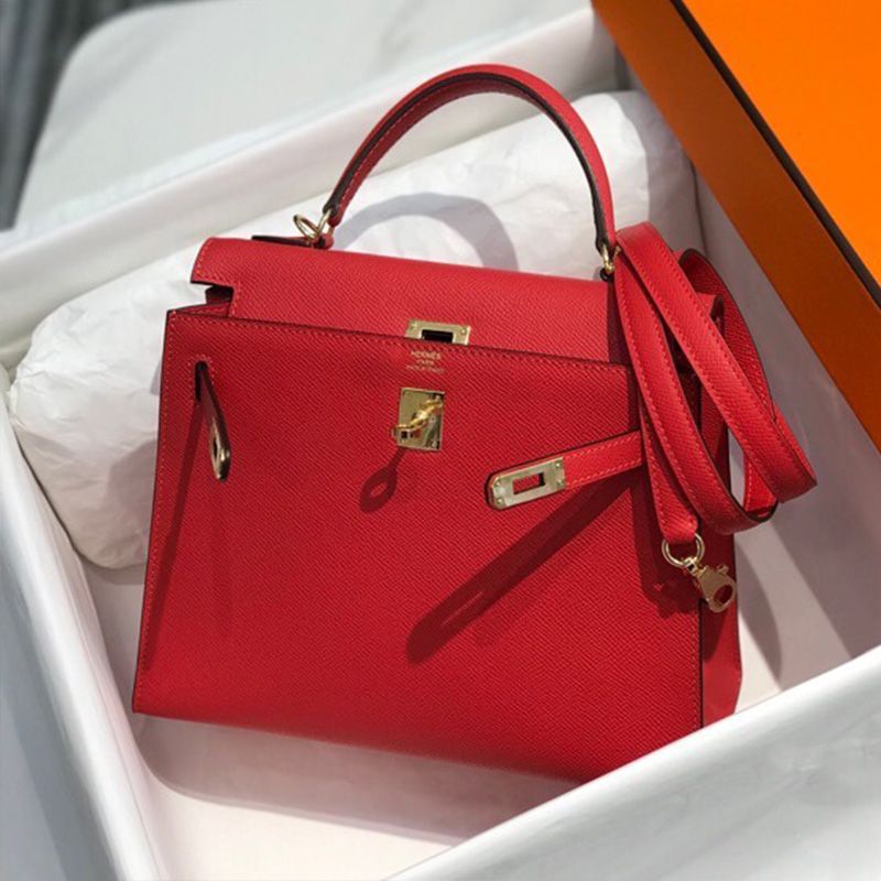 Hermes Kelly Bag Epsom Leather Gold Hardware In Red