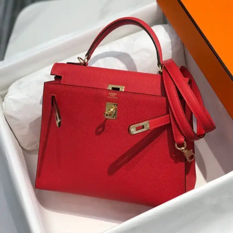 Affordable Hermes Kelly Bag Epsom Leather Gold Hardware In Red