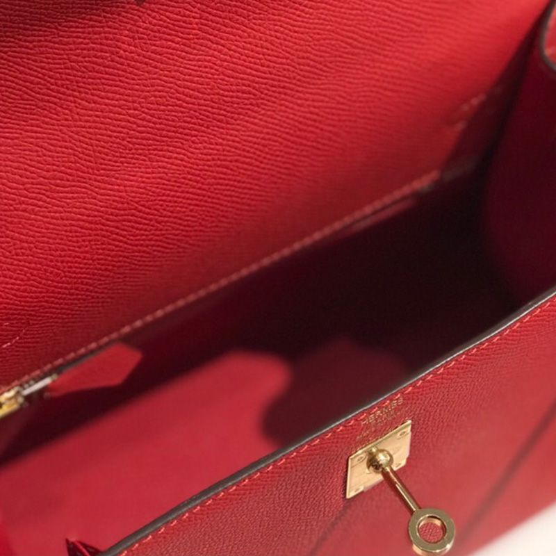 Hermes Kelly Bag Epsom Leather Gold Hardware In Red