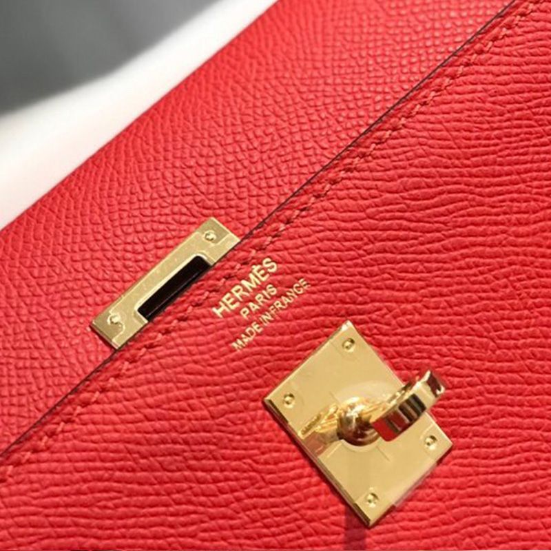 Hermes Kelly Bag Epsom Leather Gold Hardware In Red