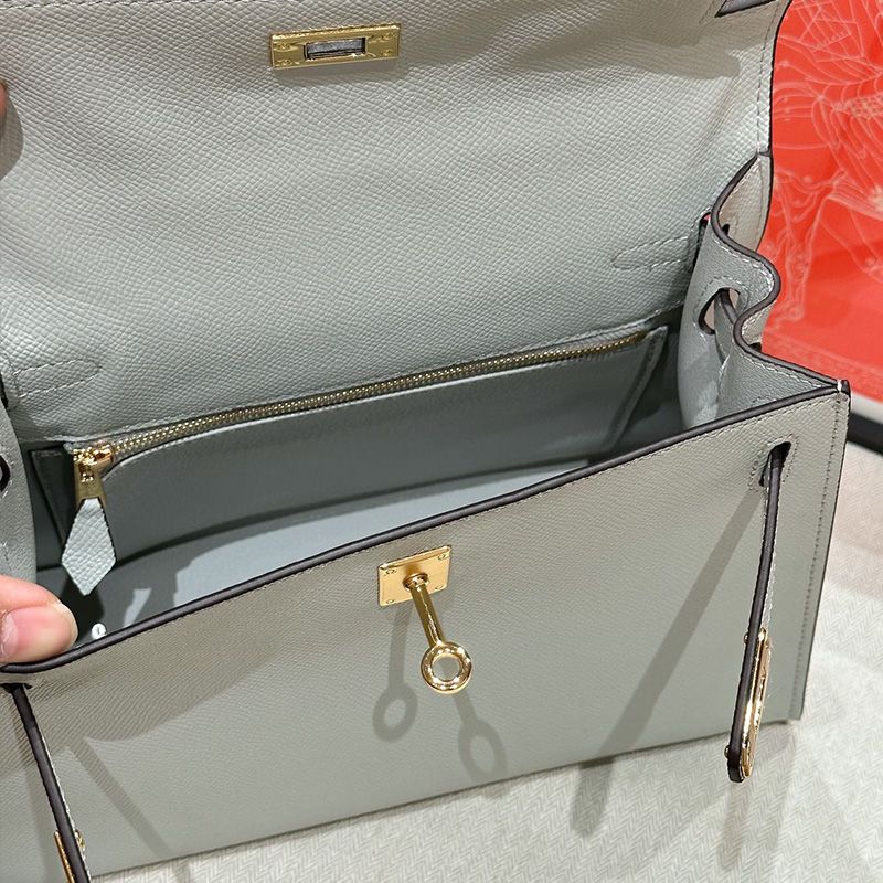 Hermes Kelly Bag Epsom Leather Gold Hardware In Sky Blue