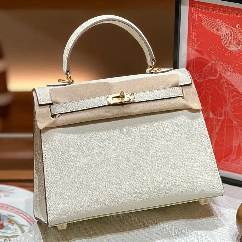 Hermes Kelly Bag Epsom Leather Gold Hardware In White