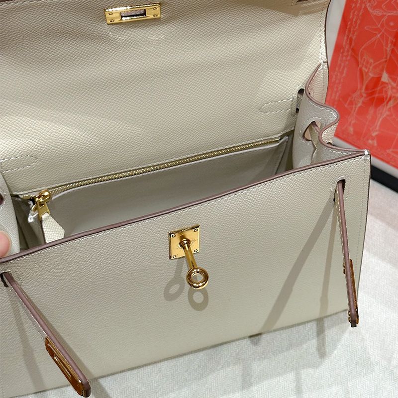 Hermes Kelly Bag Epsom Leather Gold Hardware In White