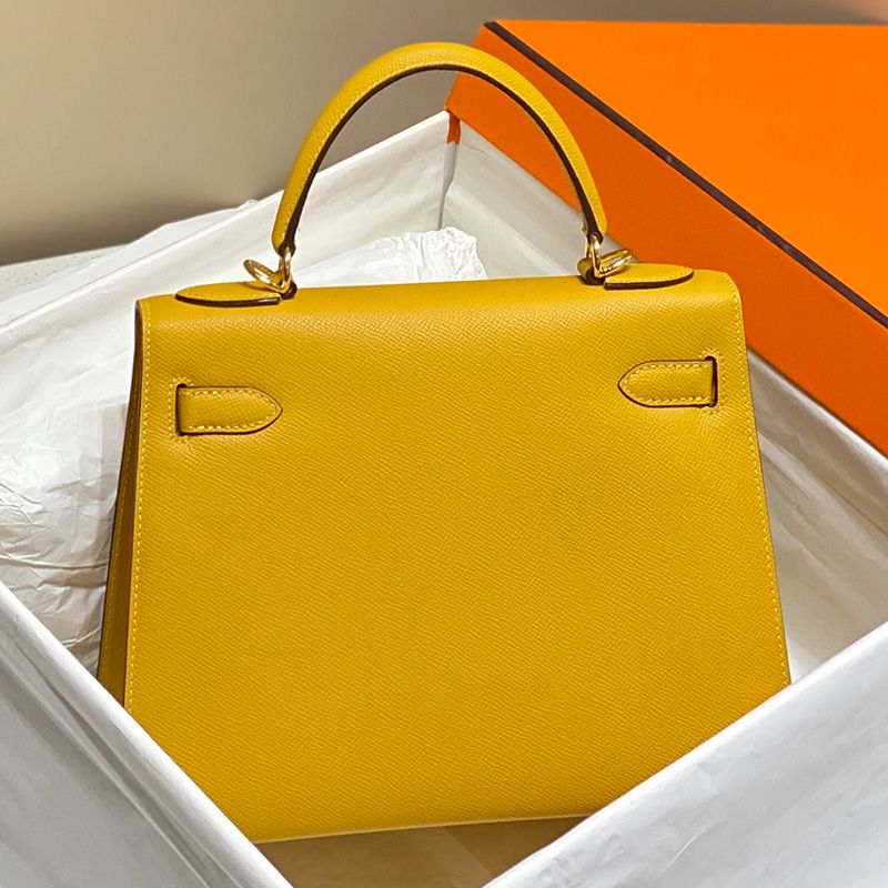 Hermes Kelly Bag Epsom Leather Gold Hardware In Yellow