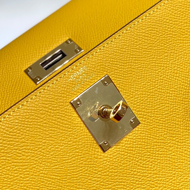 Hermes Kelly Bag Epsom Leather Gold Hardware In Yellow