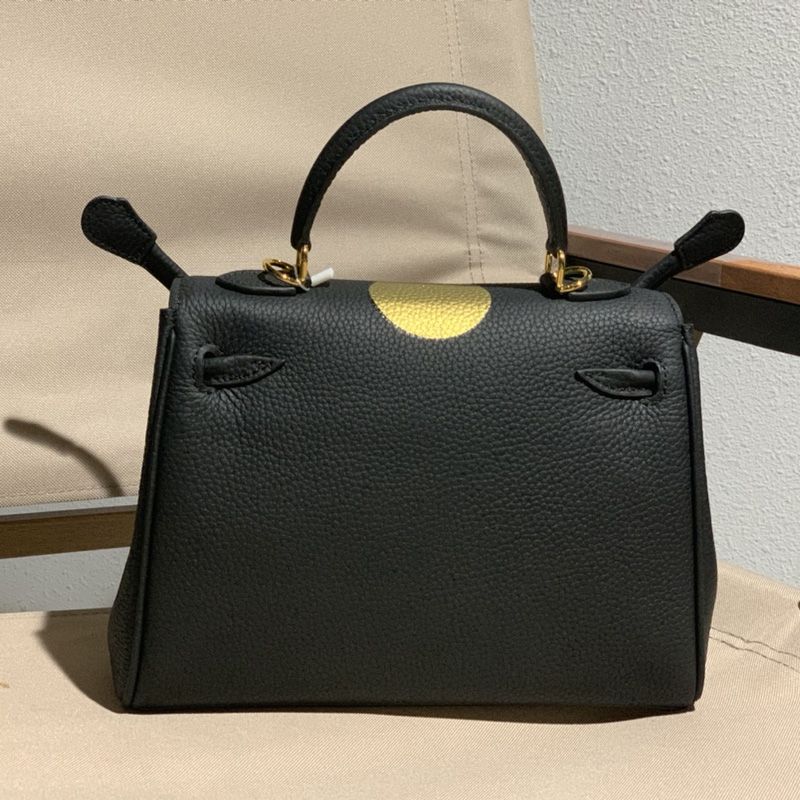 Hermes Kelly Bag with Lucky Cat Print Togo Leather Gold Hardware In Black