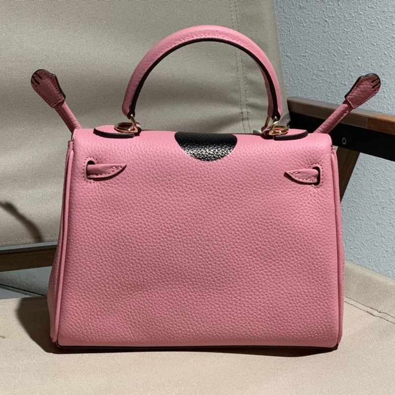 Hermes Kelly Bag with Lucky Cat Print Togo Leather Gold Hardware In Pink