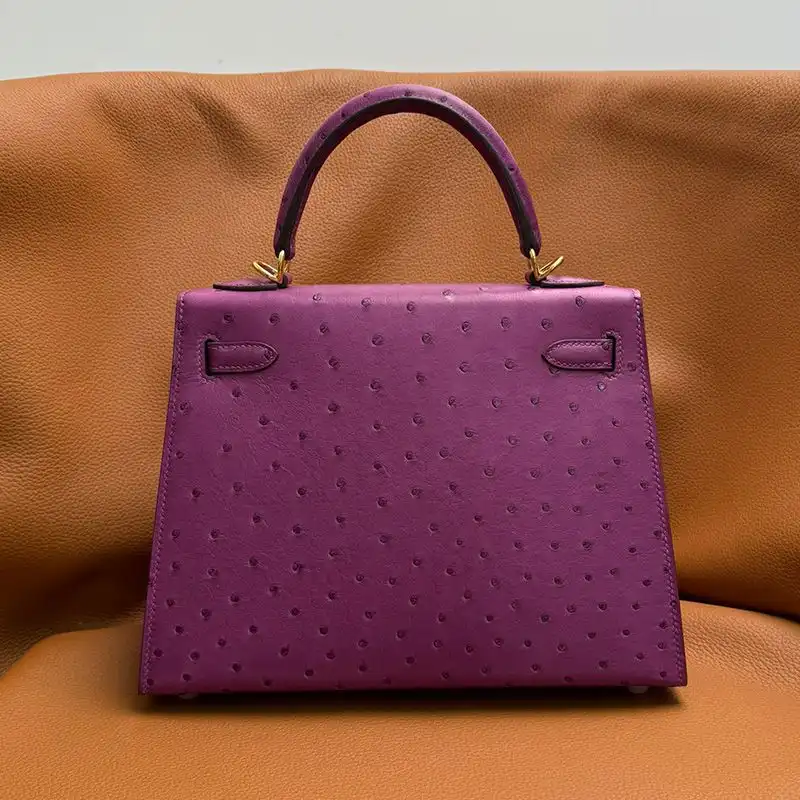 Cheap Hermes Kelly Bag Ostrich Leather Gold Hardware In Purple