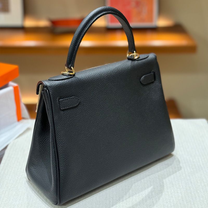 Hermes Kelly Bag Togo Leather Gold Hardware In Black