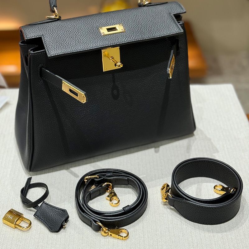 Hermes Kelly Bag Togo Leather Gold Hardware In Black