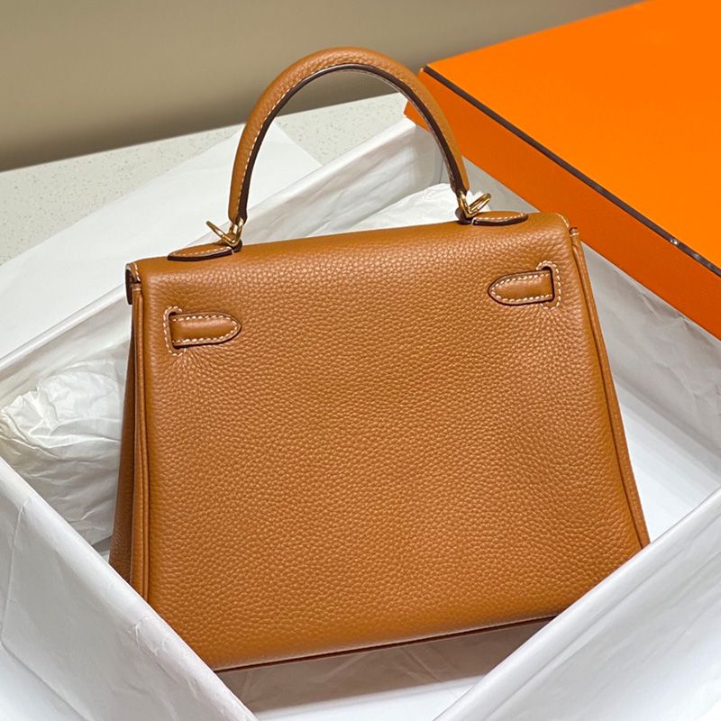 Hermes Kelly Bag Togo Leather Gold Hardware In Brown