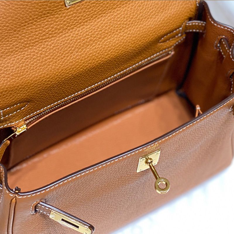 Hermes Kelly Bag Togo Leather Gold Hardware In Brown