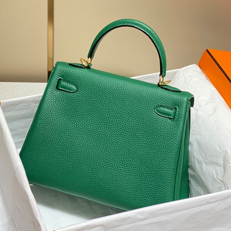 Hermes Kelly Bag Togo Leather Gold Hardware In Green