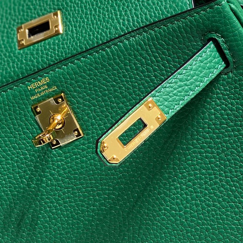 Hermes Kelly Bag Togo Leather Gold Hardware In Green