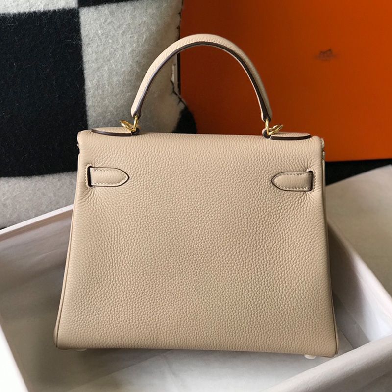 Hermes Kelly Bag Togo Leather Gold Hardware In Grey