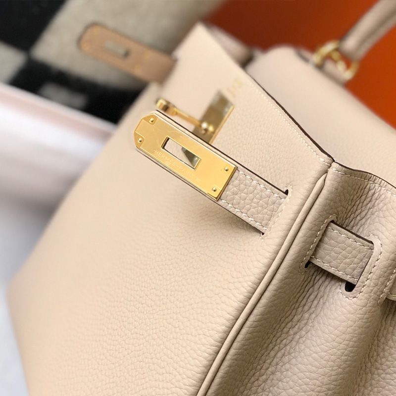 Hermes Kelly Bag Togo Leather Gold Hardware In Grey