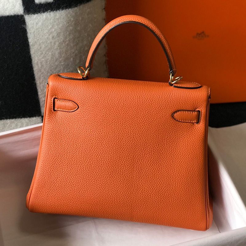 Hermes Kelly Bag Togo Leather Gold Hardware In Orange