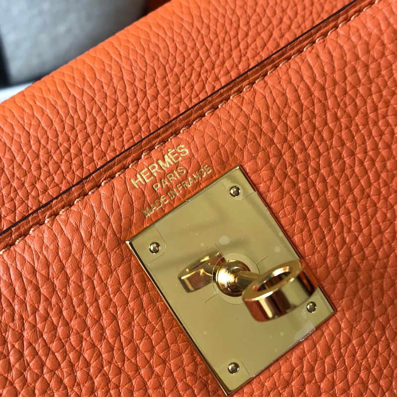 Hermes Kelly Bag Togo Leather Gold Hardware In Orange