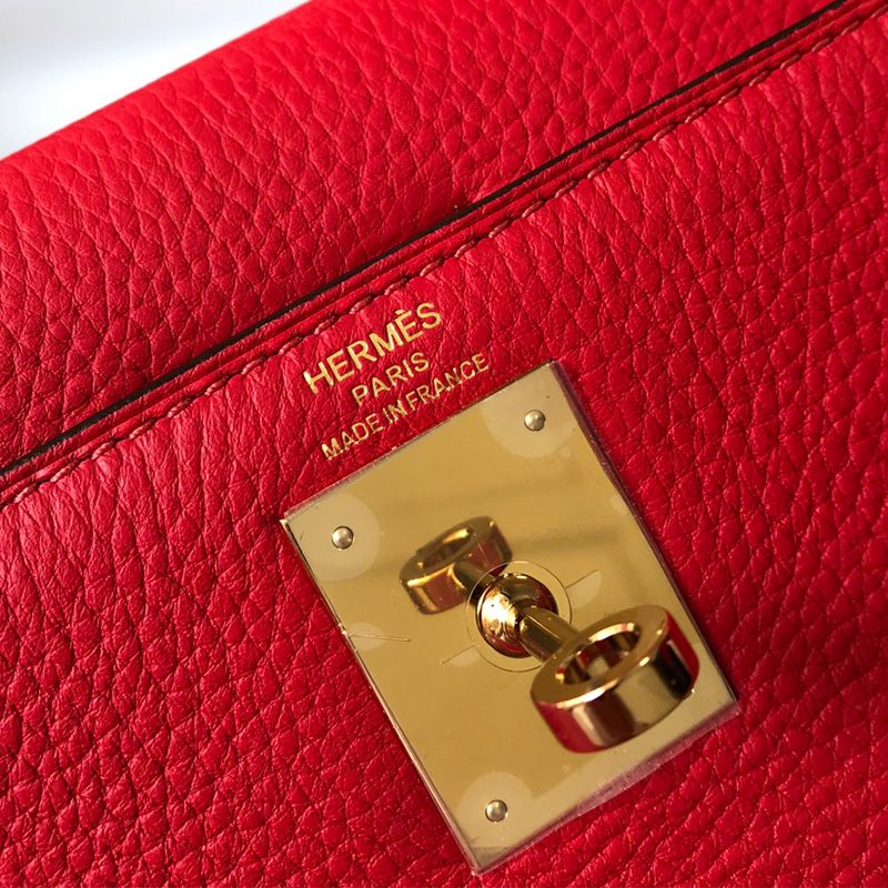 Hermes Kelly Bag Togo Leather Gold Hardware In Red