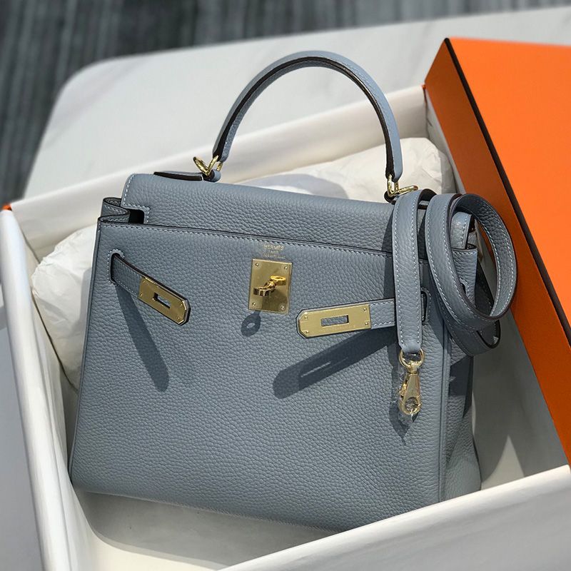 Hermes Kelly Bag Togo Leather Gold Hardware In Sky Blue