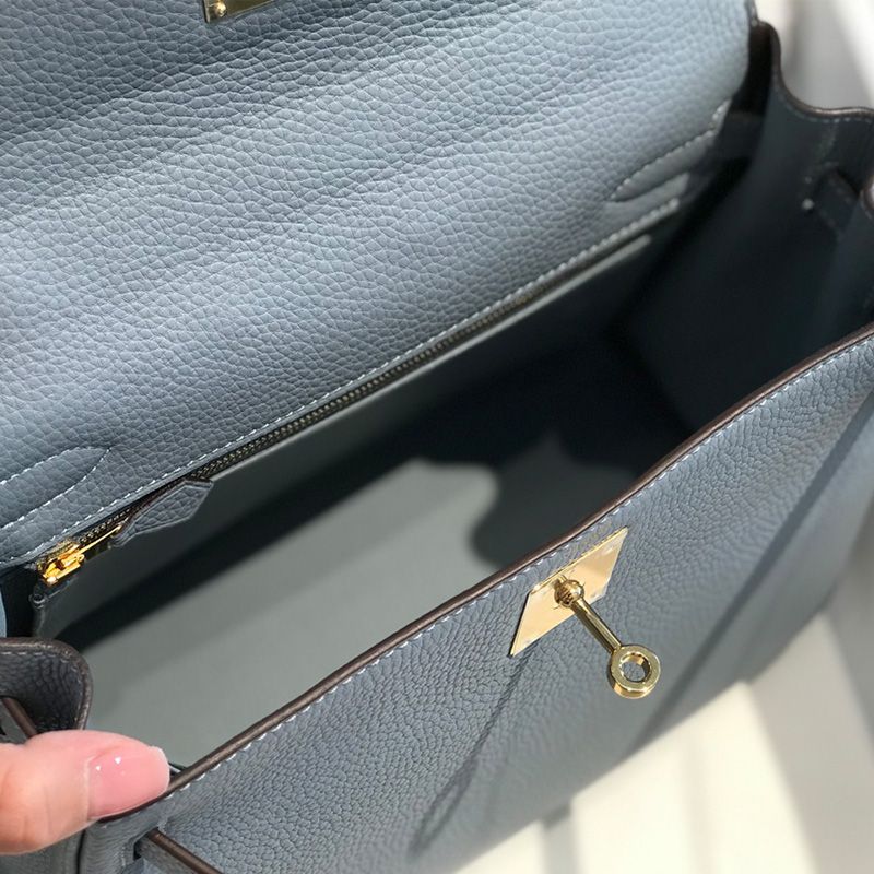 Hermes Kelly Bag Togo Leather Gold Hardware In Sky Blue