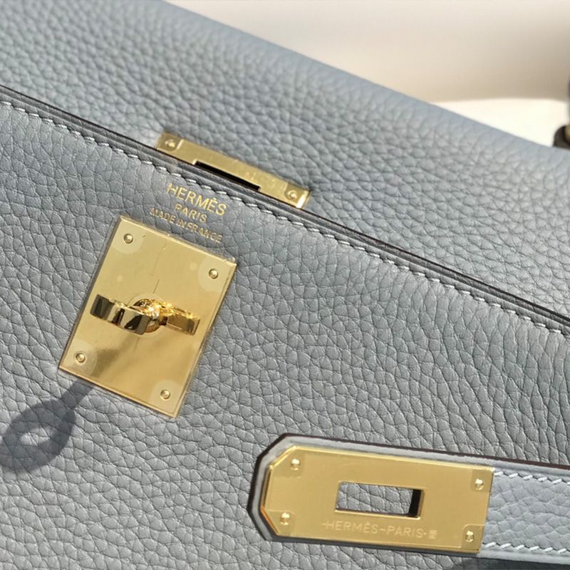 Hermes Kelly Bag Togo Leather Gold Hardware In Sky Blue