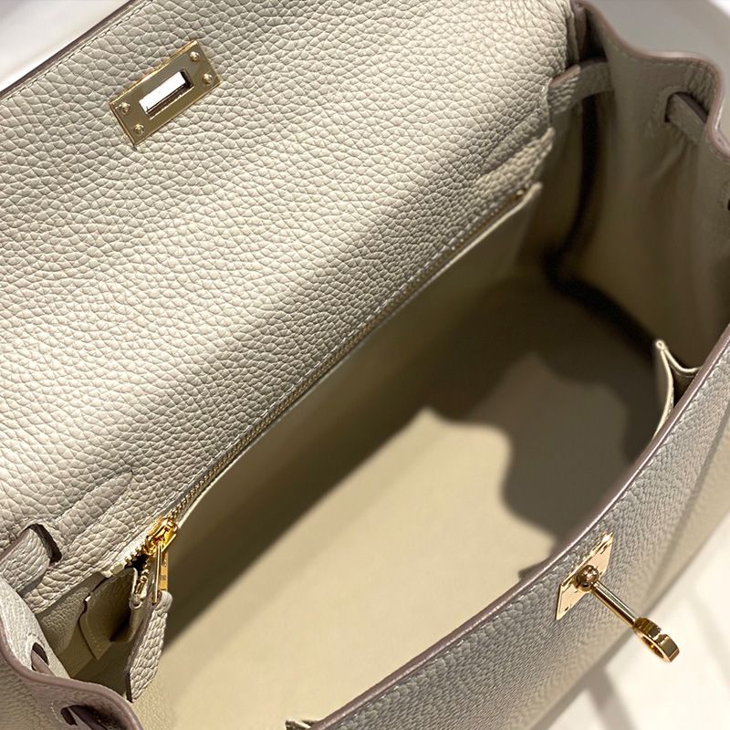 Hermes Kelly Bag Togo Leather Gold Hardware In White