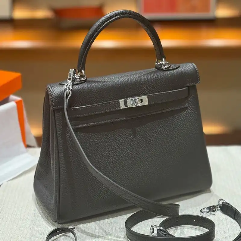 Hermes Kelly Bag Togo Leather Palladium Hardware In Black