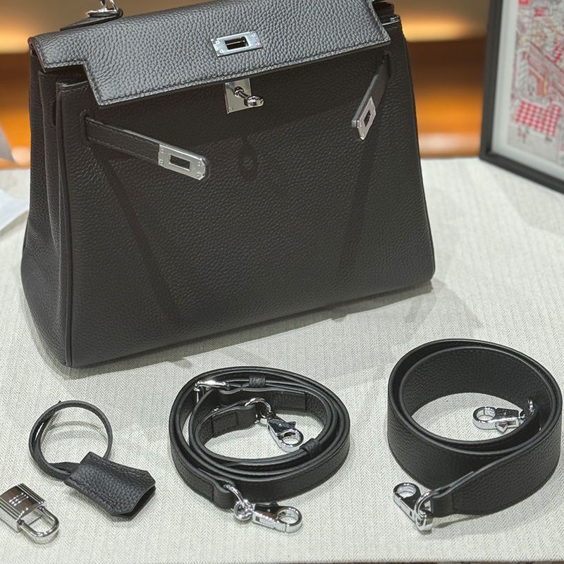 Hermes Kelly Bag Togo Leather Palladium Hardware In Black