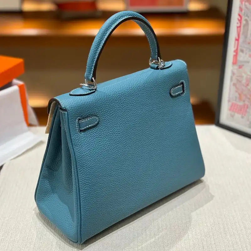 Affordable Hermes Kelly Bag Togo Leather Palladium Hardware In Blue