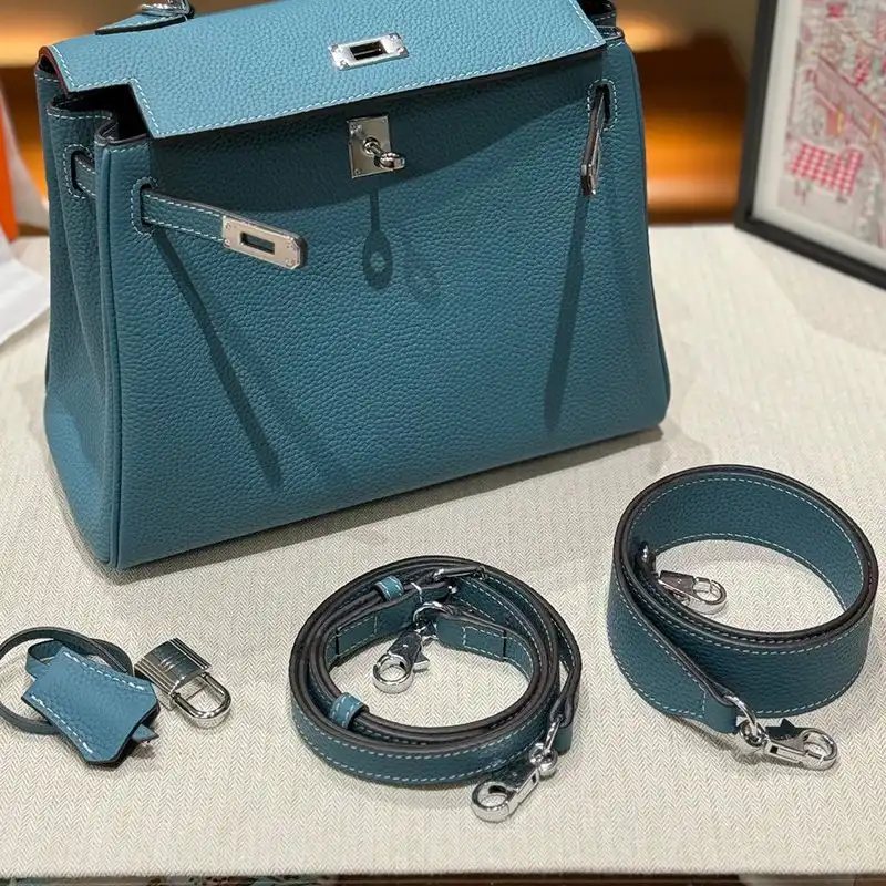 Affordable Hermes Kelly Bag Togo Leather Palladium Hardware In Blue