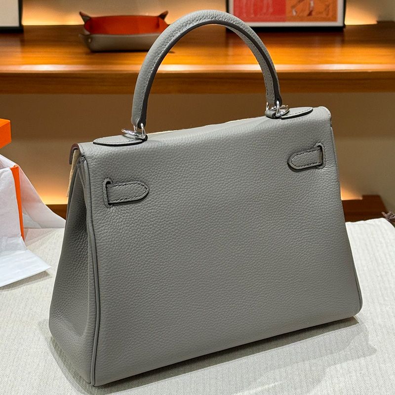 Hermes Kelly Bag Togo Leather Palladium Hardware In Marble