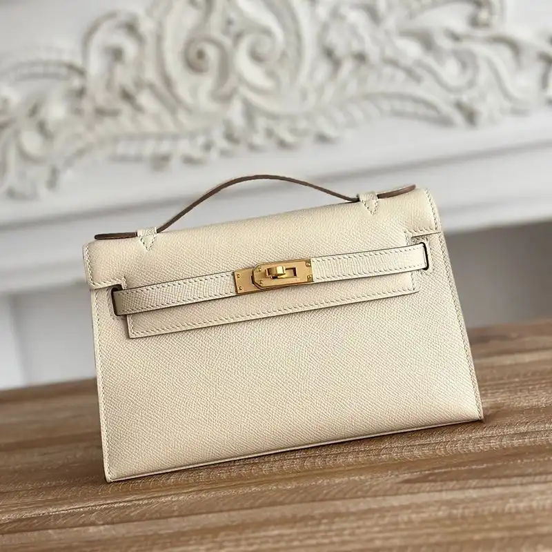 Cheap Hermes Kelly Pochette Epsom Leather Gold Hardware In Beige