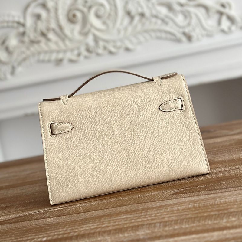 Hermes Kelly Pochette Epsom Leather Gold Hardware In Beige