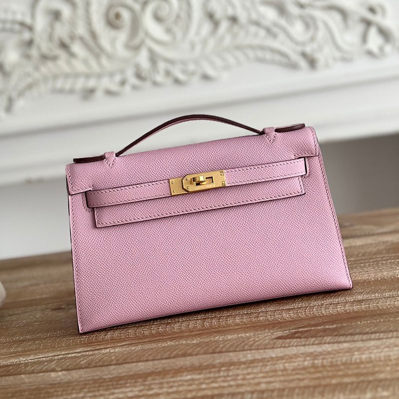 Hermes Kelly Pochette Epsom Leather Gold Hardware In Cherry