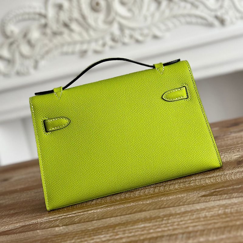 Hermes Kelly Pochette Epsom Leather Gold Hardware In Mint Green