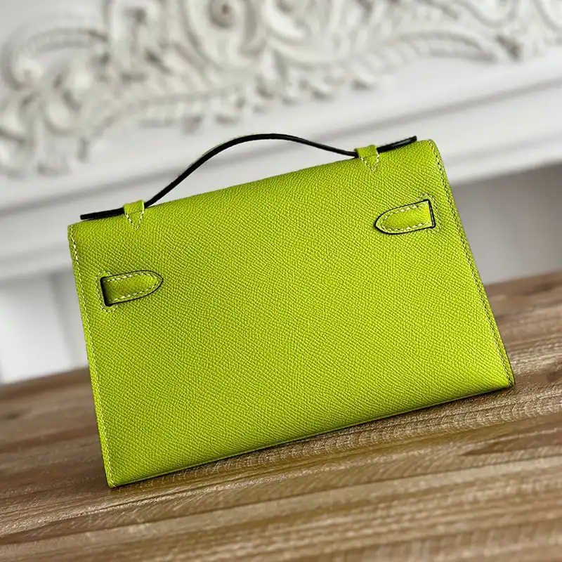 Affordable Hermes Kelly Pochette Epsom Leather Gold Hardware In Mint Green